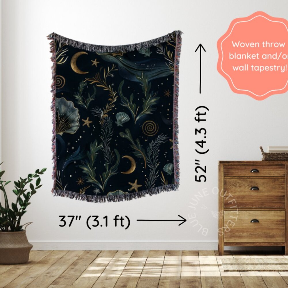 Mystical Sea Life | Woven Throw Blanket - Picture 5 of 5